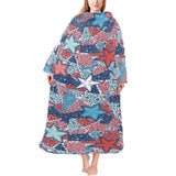 Hand drawn colorful starfish Blanket Robe with Sleeves