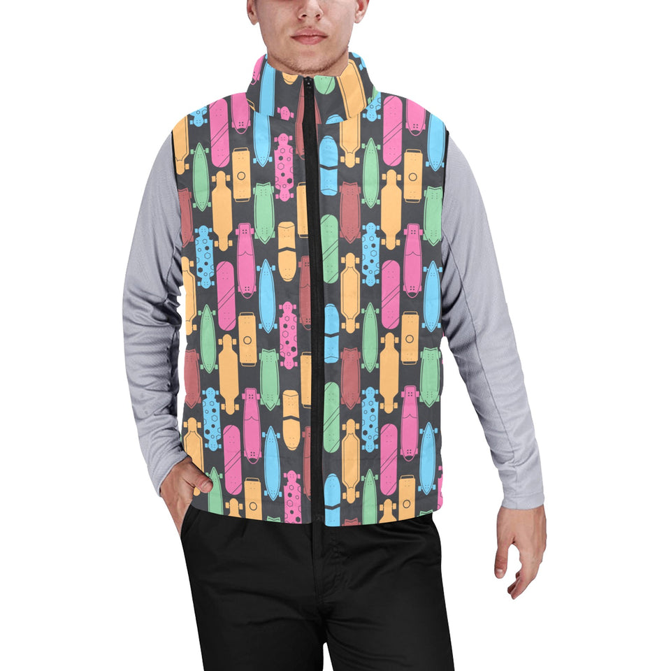 Skate Board Pattern Print Design 02 Men's Padded Vest