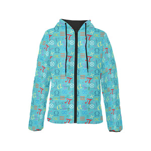 Math Pattern Print Design 02 Women's Padded Hooded Jacket