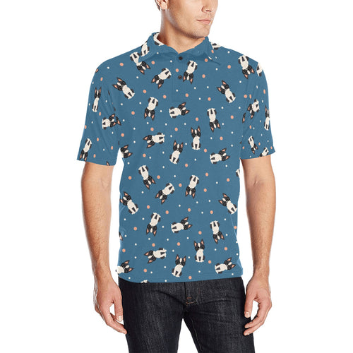 Cute boston terrier dog spattern Men's All Over Print Polo Shirt