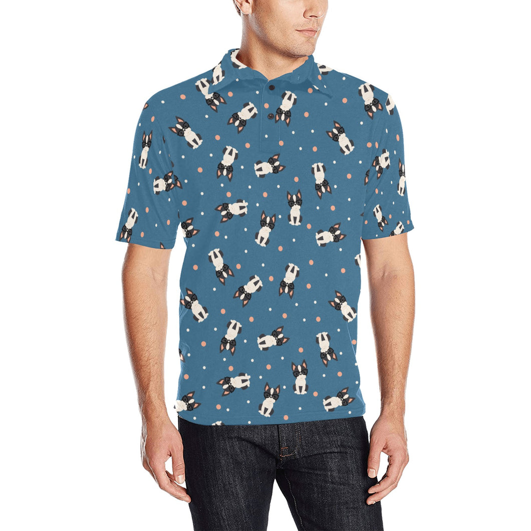 Cute boston terrier dog spattern Men's All Over Print Polo Shirt