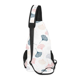 Black Gray Cream coral ginkgo leaves pattern All Over Print Chest Bag
