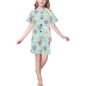 Hot Air Balloon design Pattern Kids' Boys' Girls' V-Neck Short Pajama Set