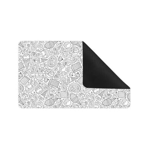Cartoon hand drawn ice cream black white Doormat