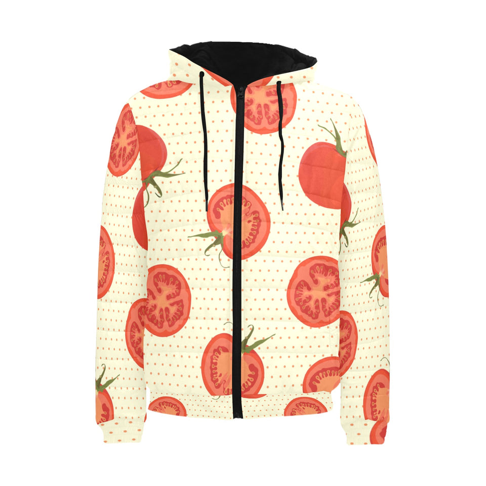 Tomato dot background Men's Padded Hooded Jacket