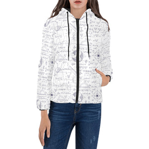 Math Pattern Print Design 03 Women's Padded Hooded Jacket