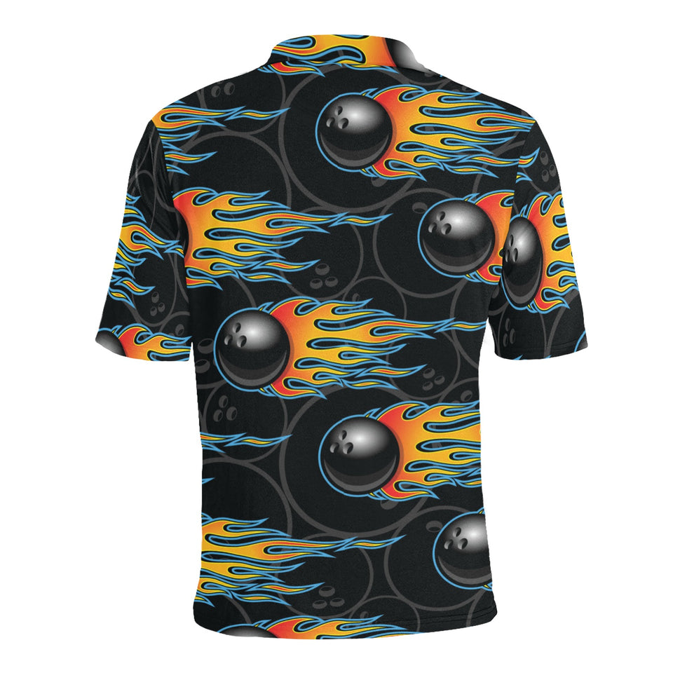 Bowling balls flame pattern Men's All Over Print Polo Shirt