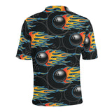 Bowling balls flame pattern Men's All Over Print Polo Shirt