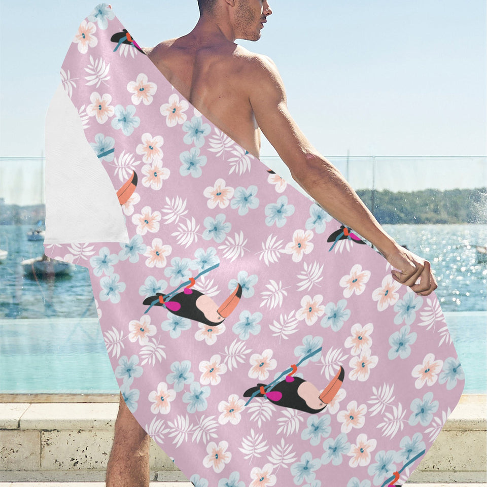 Beautiful toucan flower leaves Beach Towel