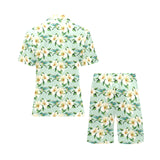 Hummingbird Pattern Print Design 01 Men's V-Neck Short Pajama Set
