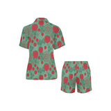 Tomato design pattern Women's V-Neck Short Pajama Set