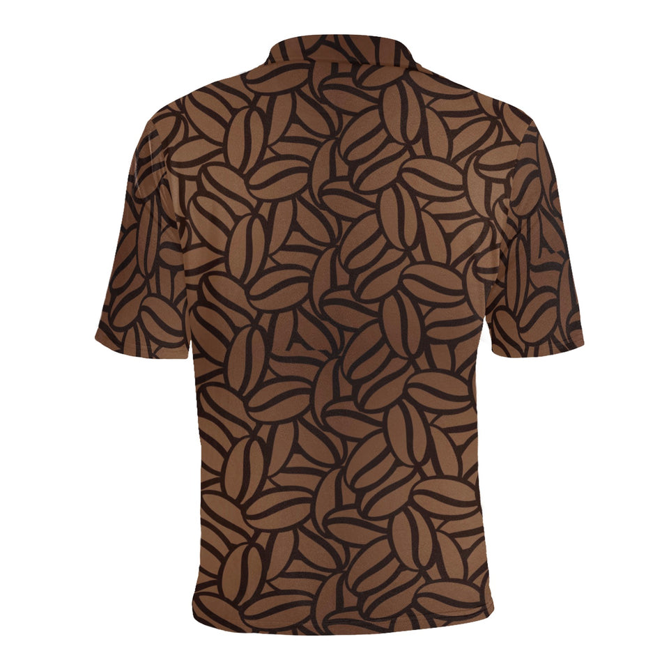 coffee bean pattern Men's All Over Print Polo Shirt
