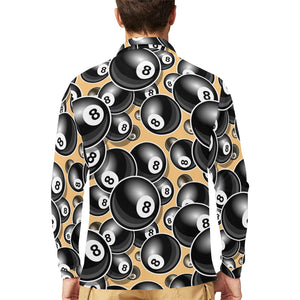 Billiard Ball Pattern Print Design 04 Men's Long Sleeve Polo Shirt