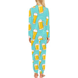 Beer pattern green background Women's All Over Print Pajama Set