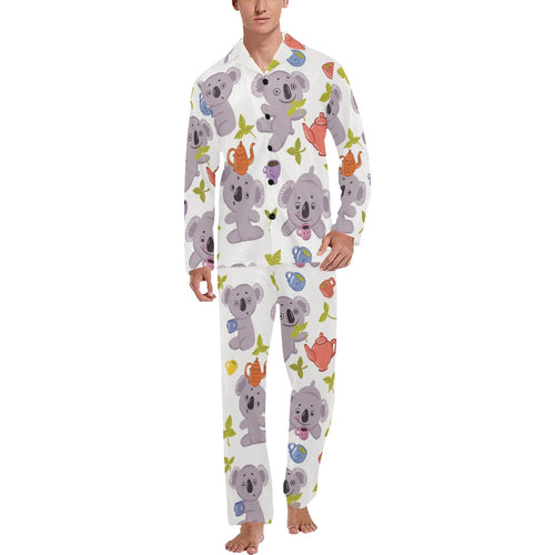 Cute koalas teapots tea Men's Long Pajama Set