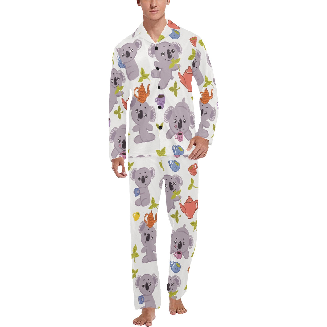 Cute koalas teapots tea Men's Long Pajama Set