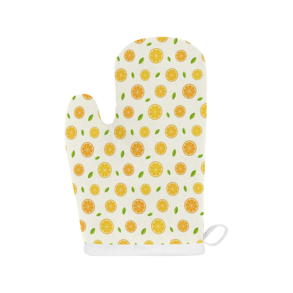 oranges leaves pattern Heat Resistant Oven Mitts