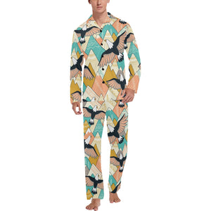 Eagle Pattern Print Design 02 Men's Long Pajama Set