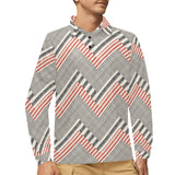 zigzag chevron striped pattern Men's Long Sleeve Polo Shirt