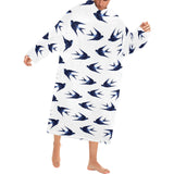 Swallow Pattern Print Design 03 Blanket Robe with Sleeves