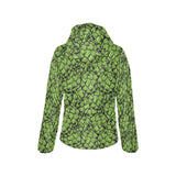 Green hop pattern Women's Padded Hooded Jacket