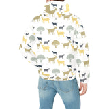 Silhouettes of goat and tree pattern Men's Padded Hooded Jacket