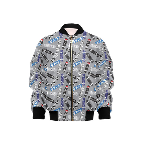 Skate Board Pattern Print Design 03 Kids' Boys' Girls' Bomber Jacket