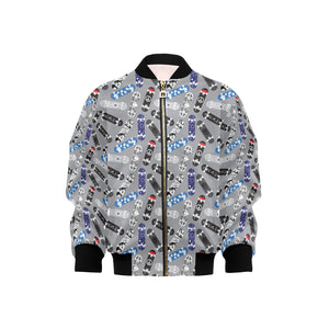 Skate Board Pattern Print Design 03 Kids' Boys' Girls' Bomber Jacket