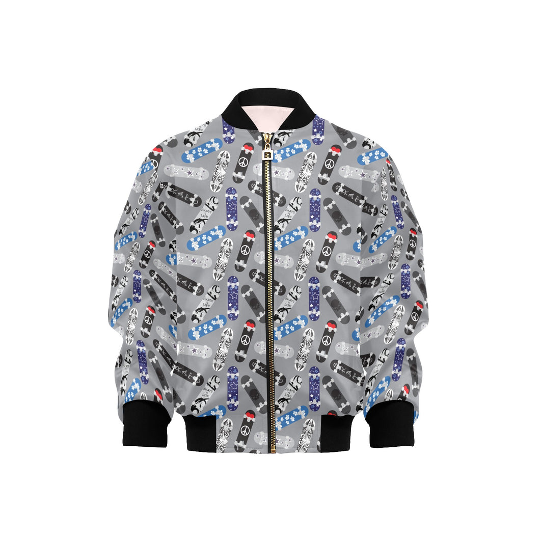 Skate Board Pattern Print Design 03 Kids' Boys' Girls' Bomber Jacket