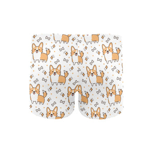 Cute corgi heart star bone pattern Men's Swimming Trunks