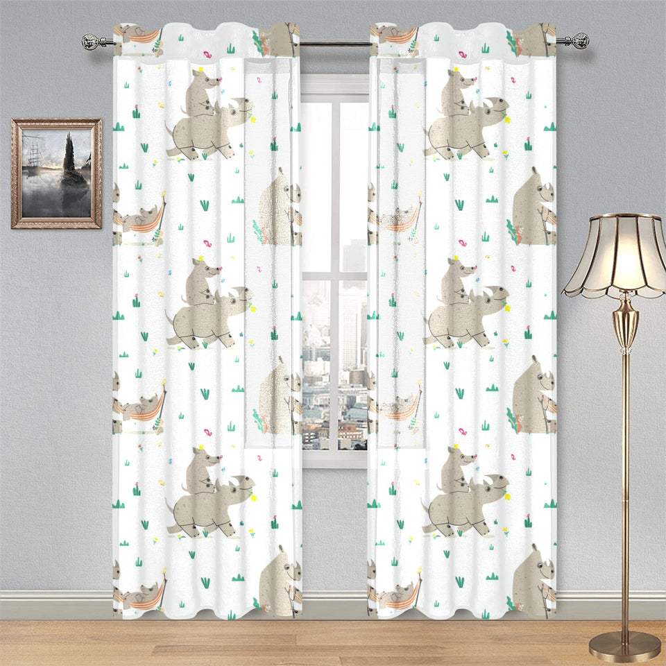Cute Rhino pattern background Gauze Curtain