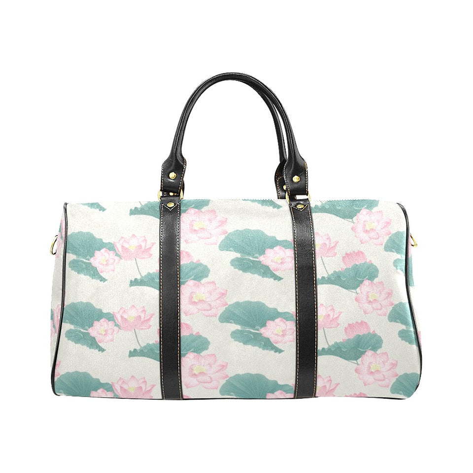 Pink lotus waterlily leaves pattern Travel Bag