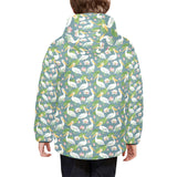 Pelican Pattern Print Design 04 Kids' Boys' Girls' Padded Hooded Jacket