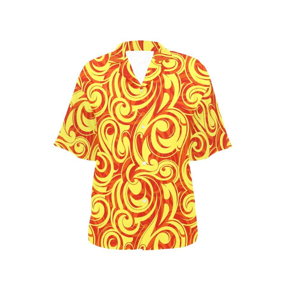 Fire flame design pattern Women's All Over Print Hawaiian Shirt
