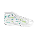 watercolor crocodile pattern Men's High Top Canvas Shoes White
