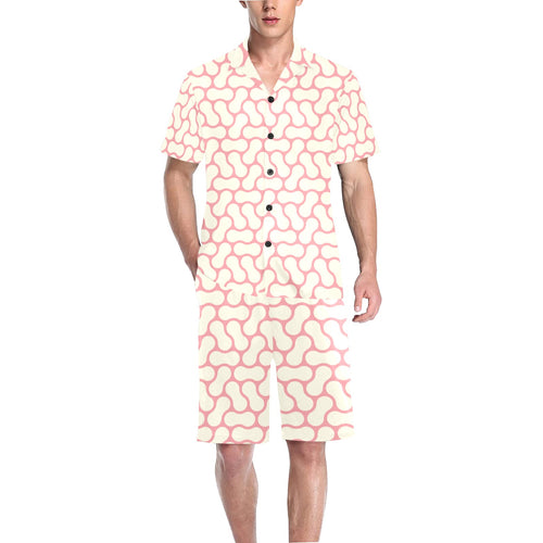 peanuts texture pattern Men's V-Neck Short Pajama Set