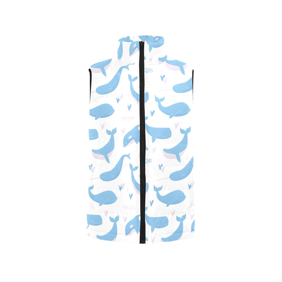 Blue whale pattern Women's Padded Vest