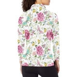 Hand drawn butterfly rose Women's Long Sleeve Polo Shirt