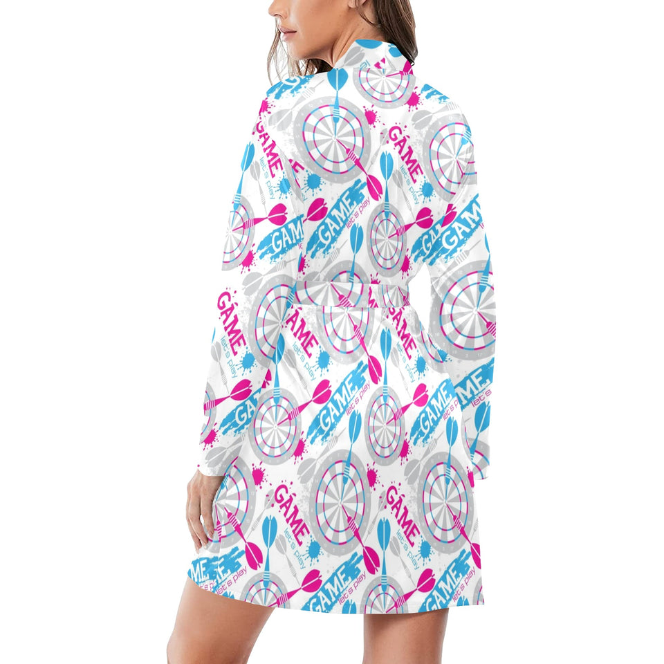 Darts Pattern Print Design 01 Women's Long Sleeve Belted Night Robe