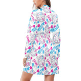 Darts Pattern Print Design 01 Women's Long Sleeve Belted Night Robe
