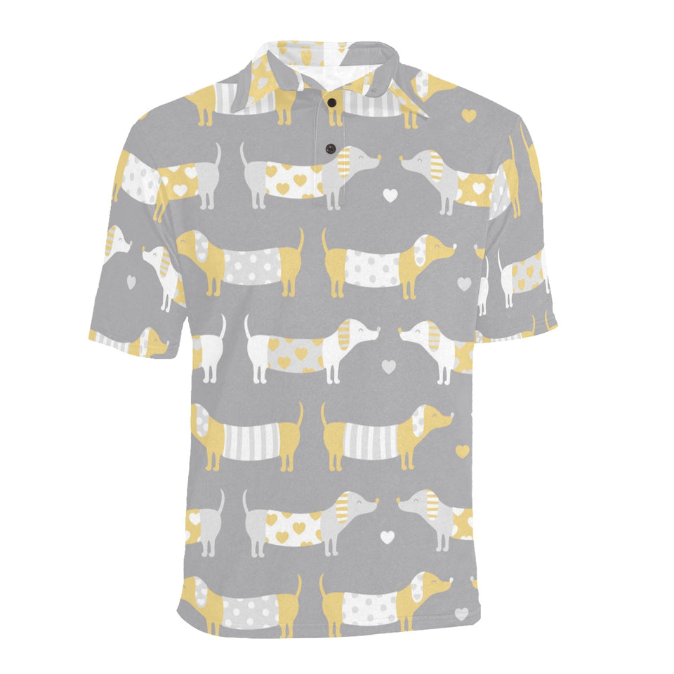 Cute dachshund dog pattern Men's All Over Print Polo Shirt