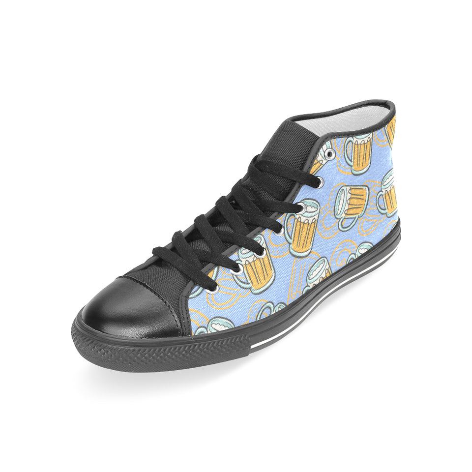 Beer pattern Women's High Top Canvas Canvas Shoes Black