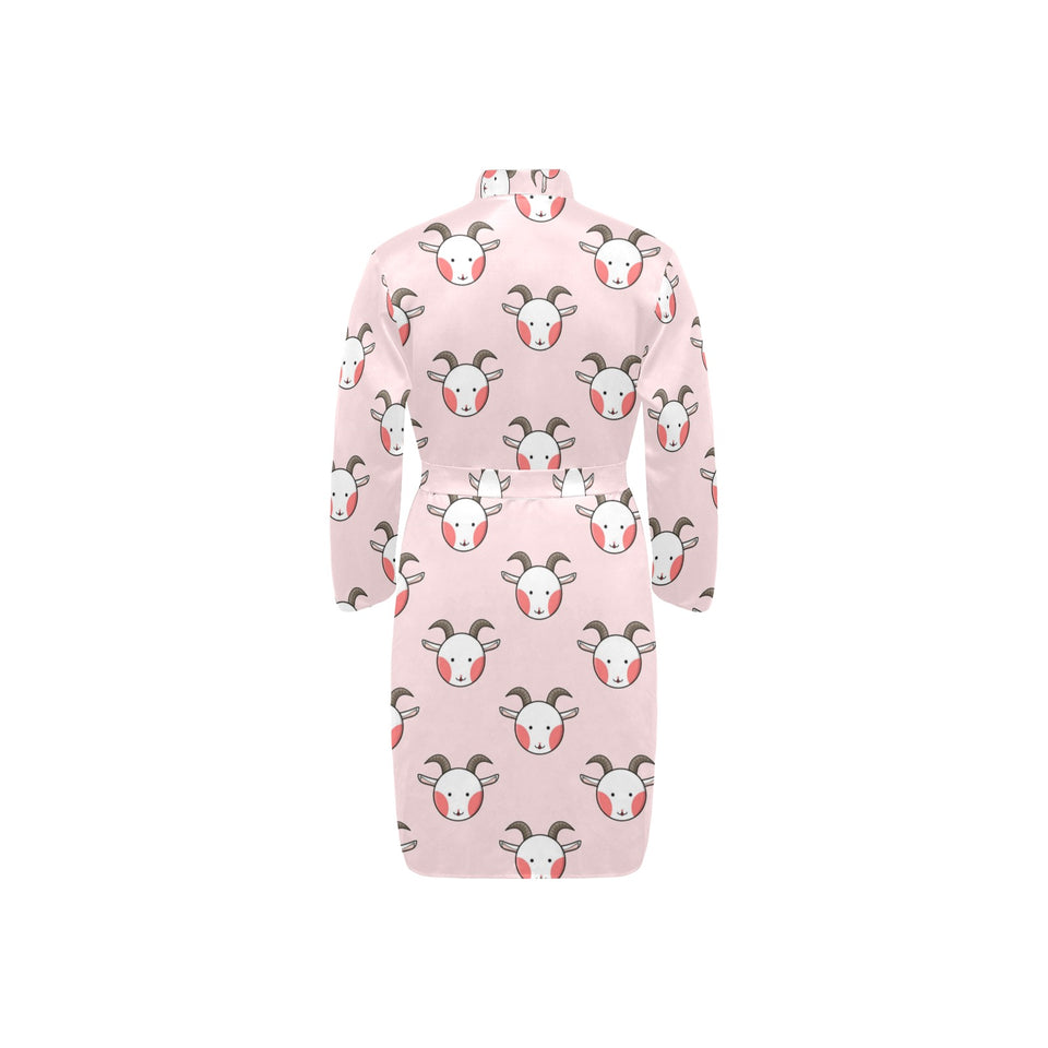Cute goat pattern Men's Long Sleeve Belted Night Robe