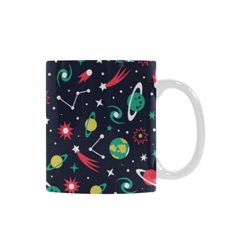 colorful space pattern planet star Classical White Mug (Fulfilled In US)