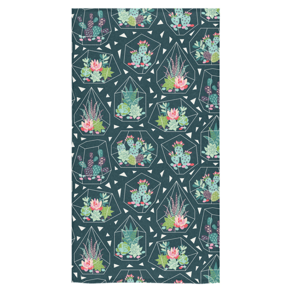 Cactus glass terrarium pattern Bath Towel