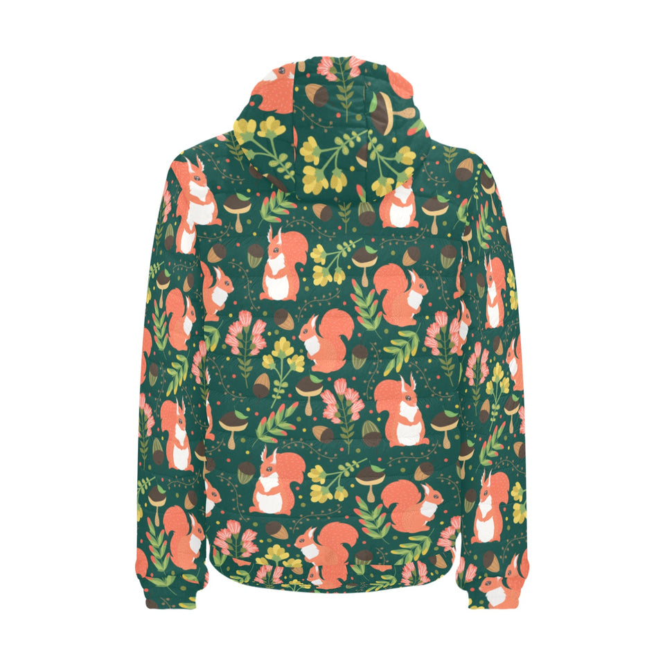 Squirrel Pattern Print Design 03 Men's Padded Hooded Jacket