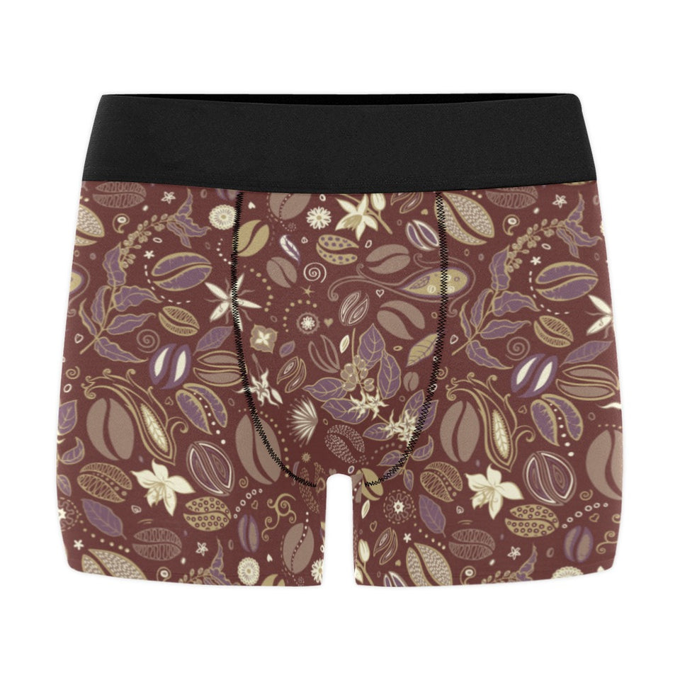 Coffee bean flower pattern Men's All Over Print Boxer Briefs Men's Underwear