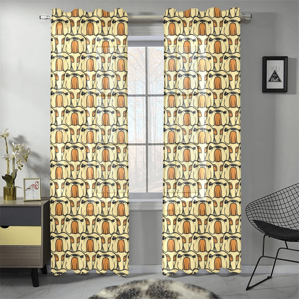English Bulldog Pattern Print Design 02 Gauze Curtain
