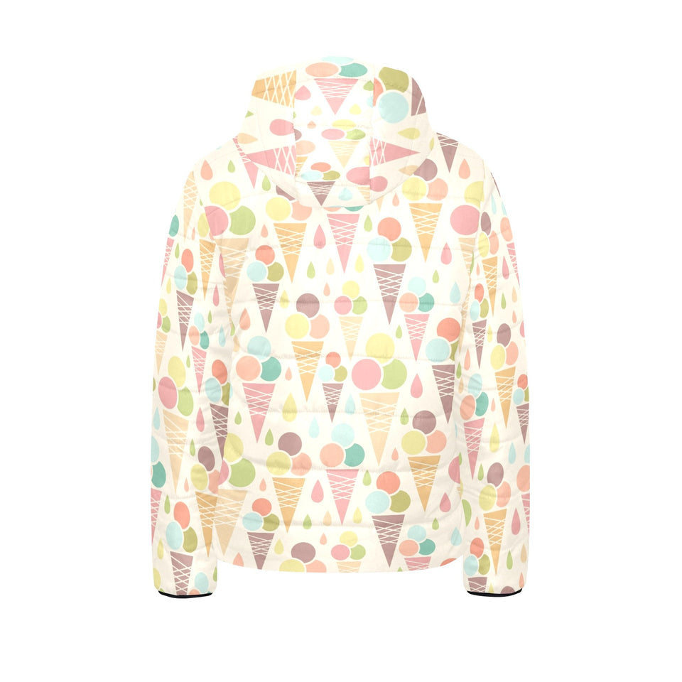 Ice cream cone pattern Kids' Boys' Girls' Padded Hooded Jacket