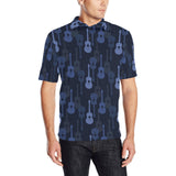 Blue Theme guitar pattern Men's All Over Print Polo Shirt
